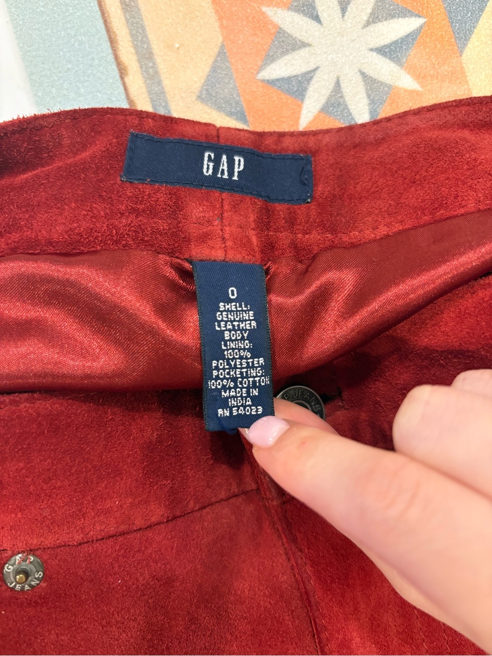 GAP Women's Red Suede A-Line Mini Skirt - Picture 3 of 5